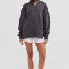Women Ortc Sweats | Classic Logo Quarter Zip Charcoal
